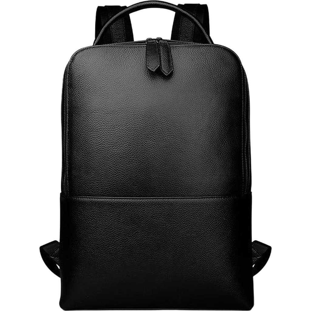 STEEL HORSE LEATHER Skald Black Pebbled Leather Backpack | Slim Black Leather Backpack  product
