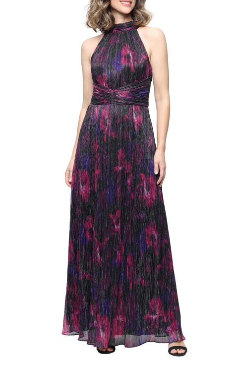 Halter Neck Printed Maxi Gown