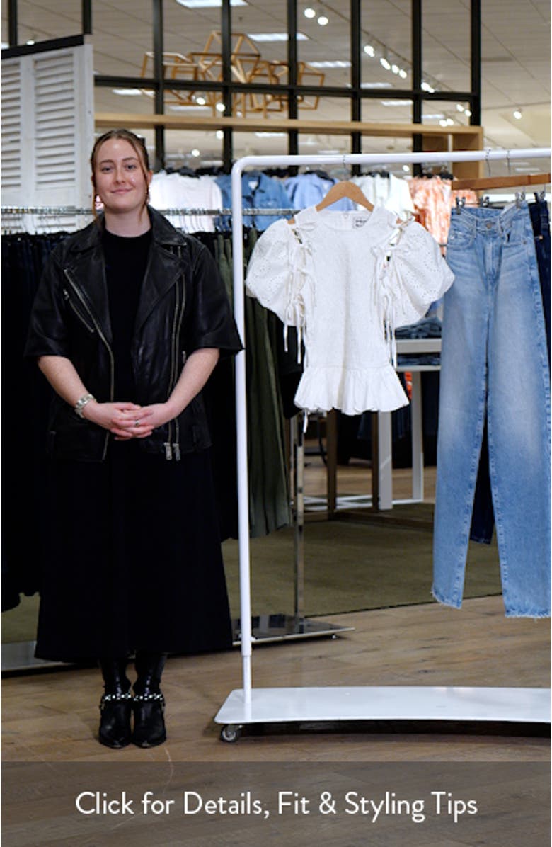 Lillian Puff Sleeve Smocked Organic Cotton Peplum Top, sales video thumbnail