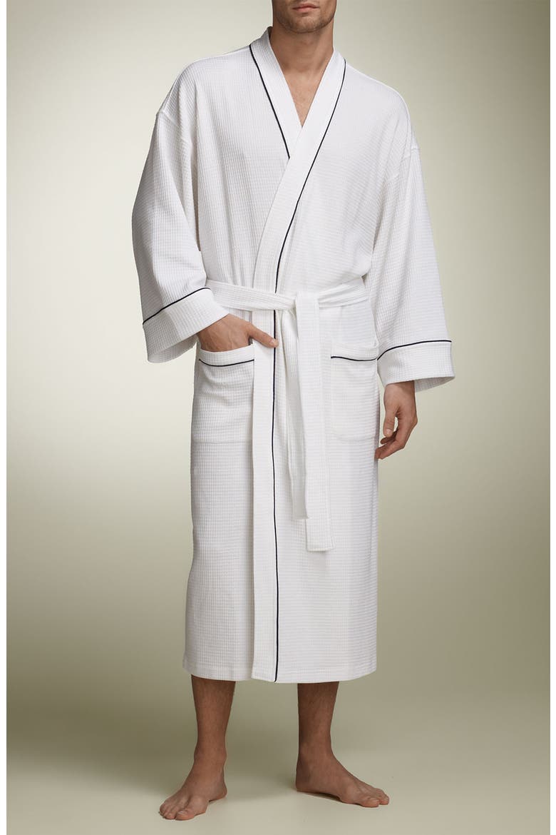 Waffle Knit Kimono Robe, Main, color, WHITE