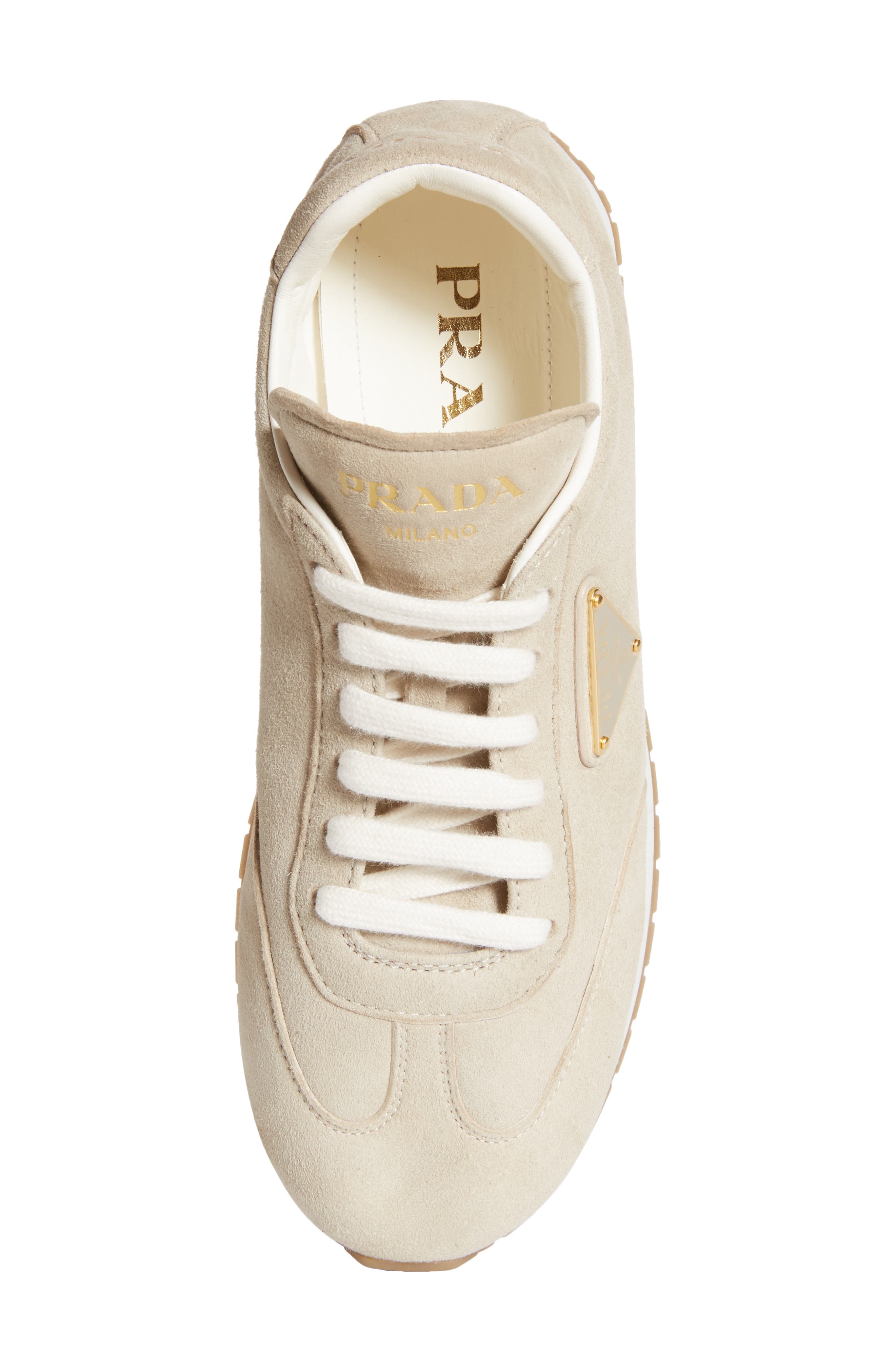 Prada Triangle Logo Low Top Sneaker, Alternate, color, 