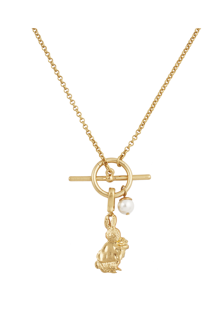 x Peter Rabbit Cotton-tail Book Charm Toggle Necklace, Alternate, color, Gold
