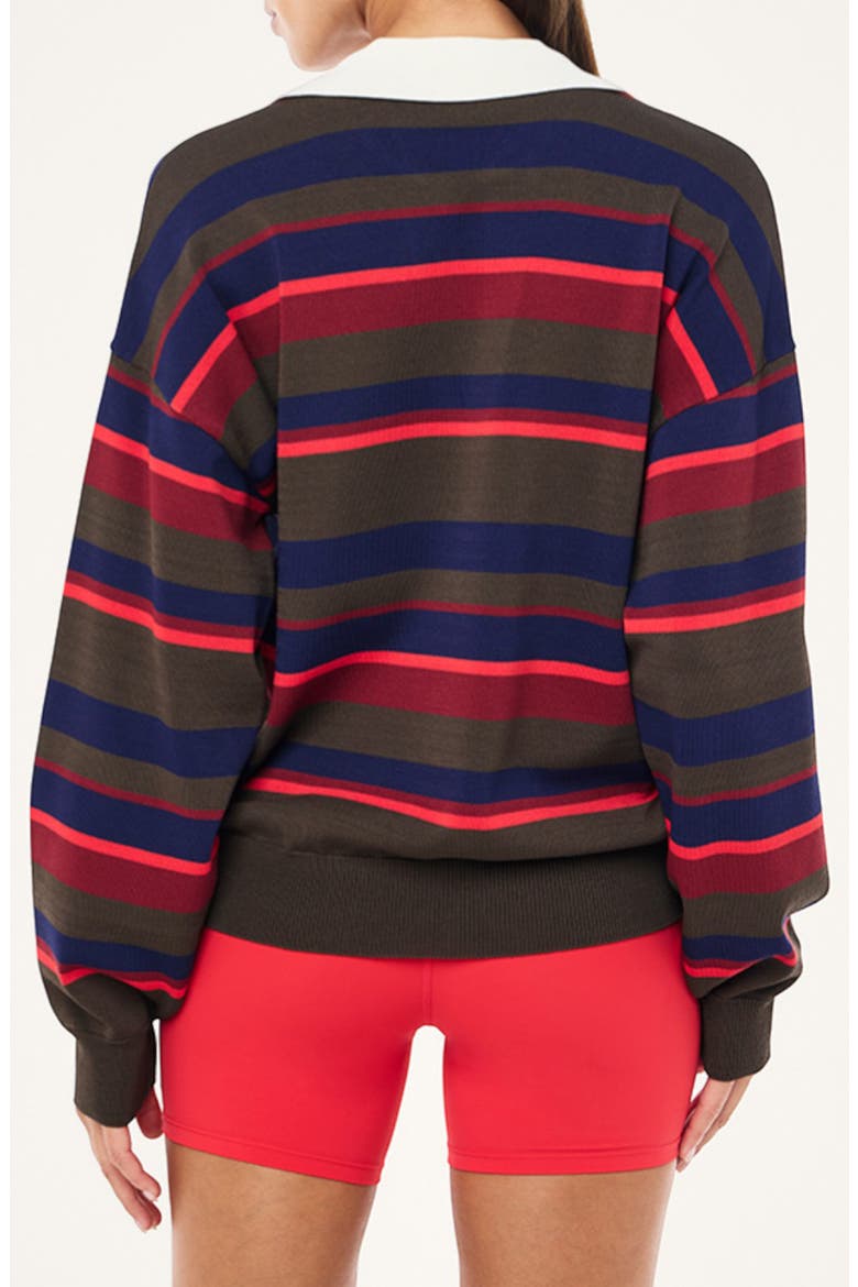 Retreat Stripe Johnny Collar Sweater, Alternate, color, STRAWBERRY STRIPE