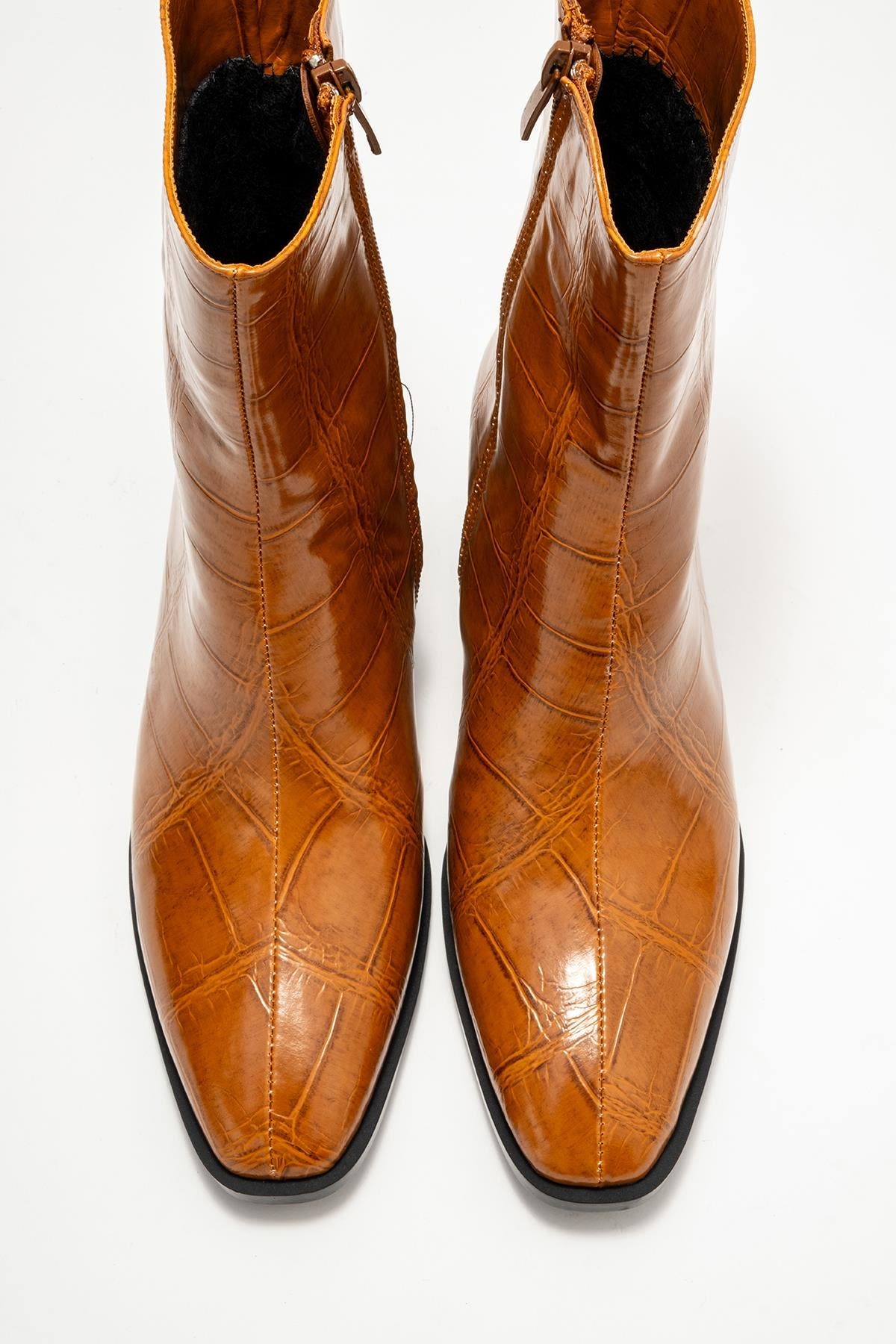 Chara Block Heel Ankle Boot, Alternate, color, Cognac Print Faux Leather