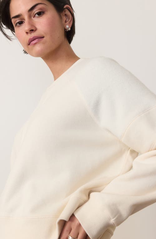 Marine Layer Cloud 9 Crop Mixed Media Sweatshirt In Antique White