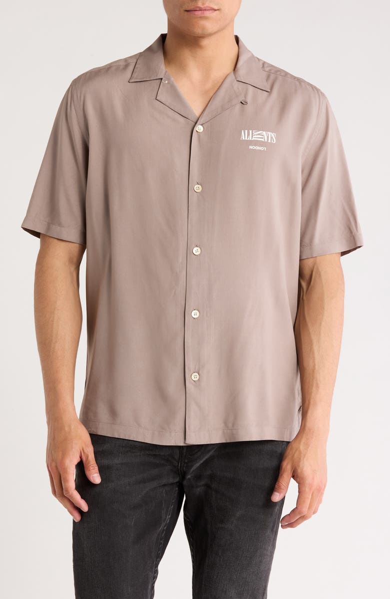AllSaints Burman Camp Shirt, Main, color, Chestnut Brown
