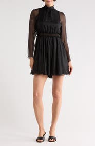 Longchamp Sheer Sleeve Silk Blend Dress