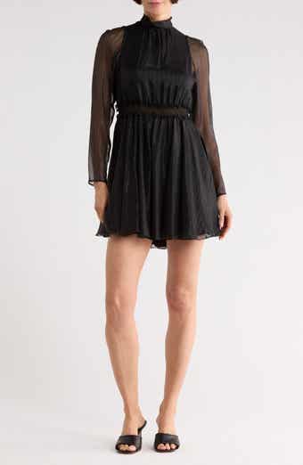 Longchamp Sheer Sleeve Silk Blend Dress