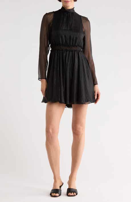 Longchamp Sheer Sleeve Silk Blend Dress