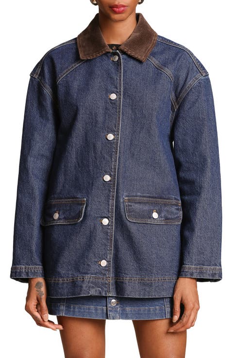 Relaxed Contrast Collar Barn Jacket