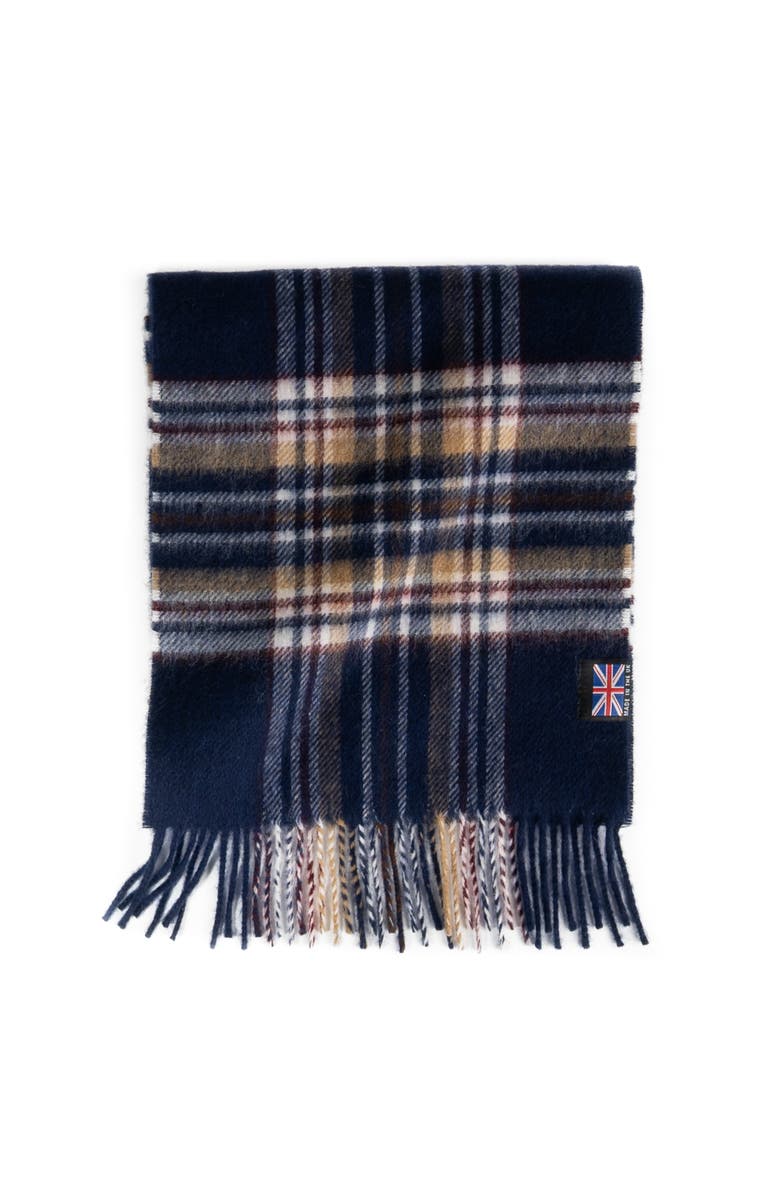Prince of Scots Fringed Merino Wool Scarf, Alternate, color, Navy Stewart