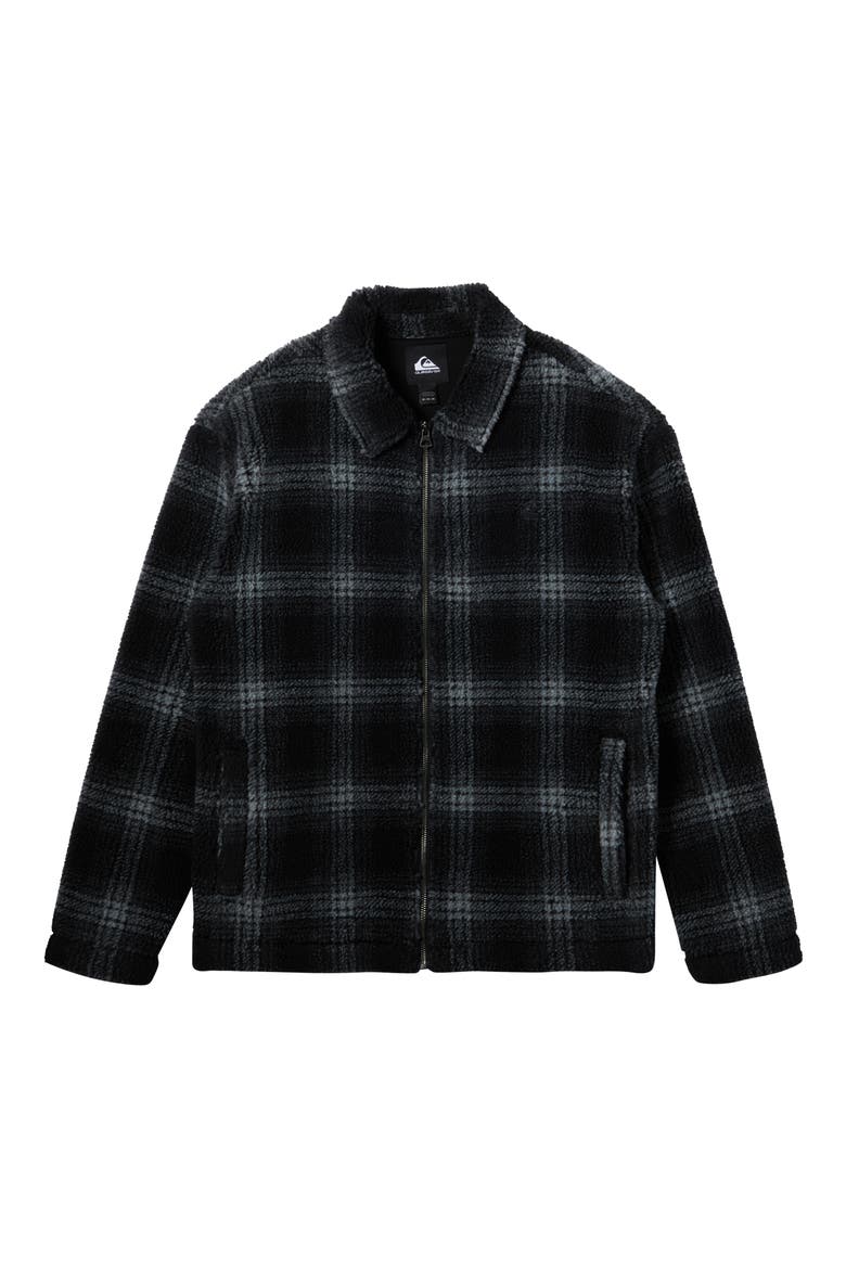 Deck Plaid Fleece Zip Jacket, Alternate, color, MERCURY SHERPA BLACK