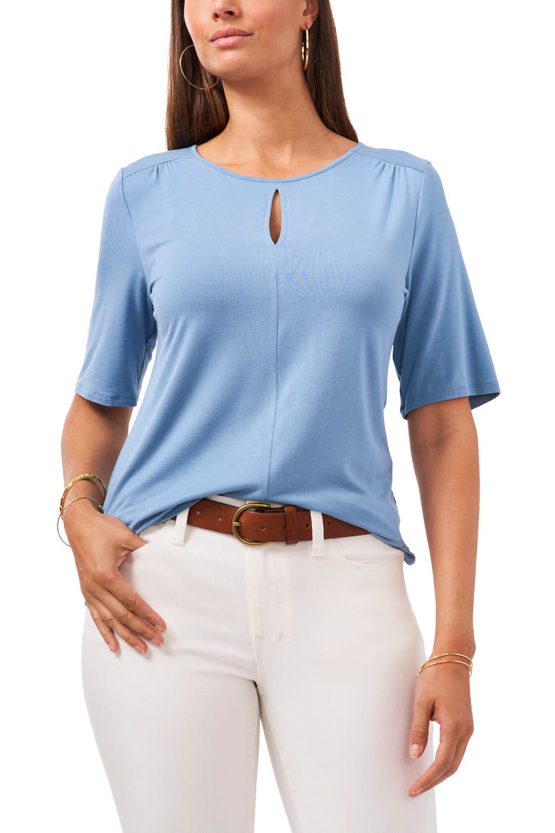 Keyhole Knit Top, Main, color, CANYON BLUE