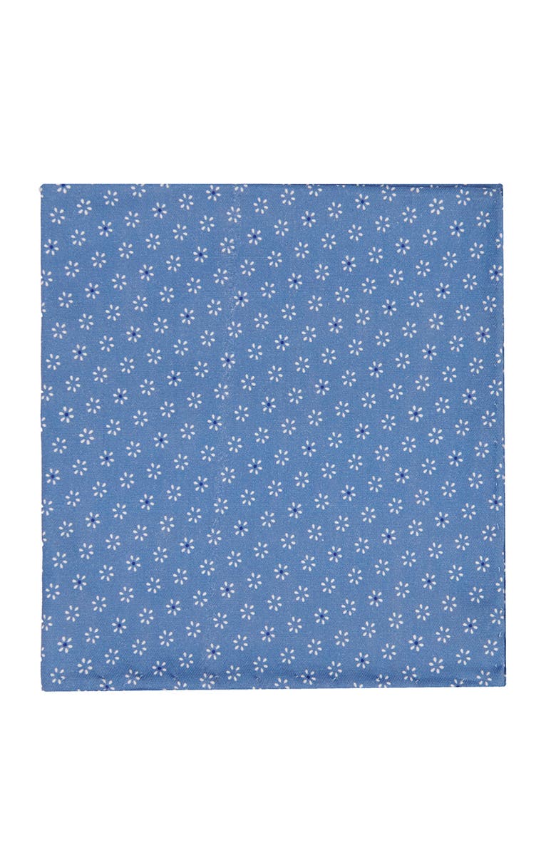 Brooklyn Brigade Men's Geo Flower Cotton Pocket Square, Main, color, Dusty Blue