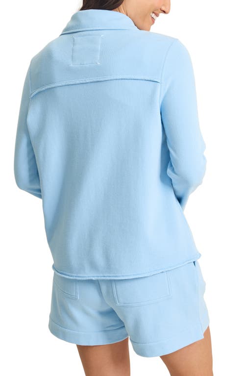 Tommy Bahama Marina Del Mar Cotton Johnny Collar Sweatshirt In Chambray Blue