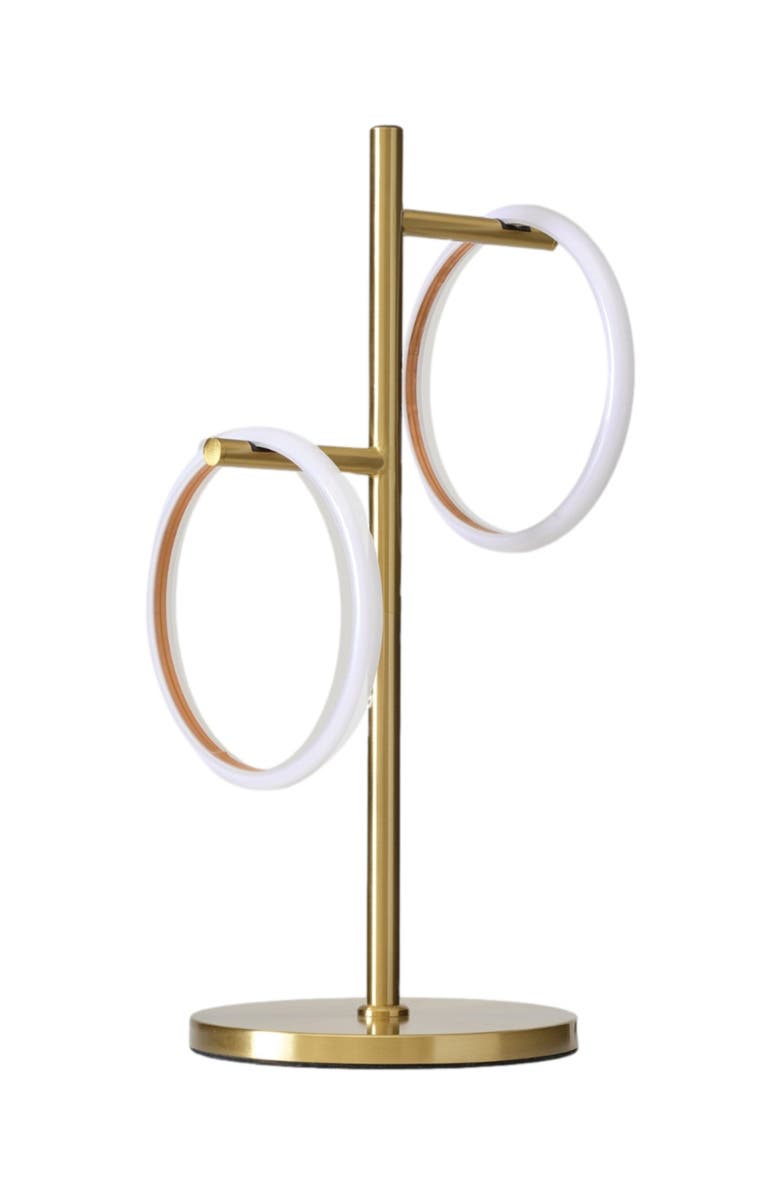 Brightech Saturn 21" LED Table Lamp with Built-In 3-Way Dimmer and 2 Removable Ring Lights, Main, color, Antique Brass