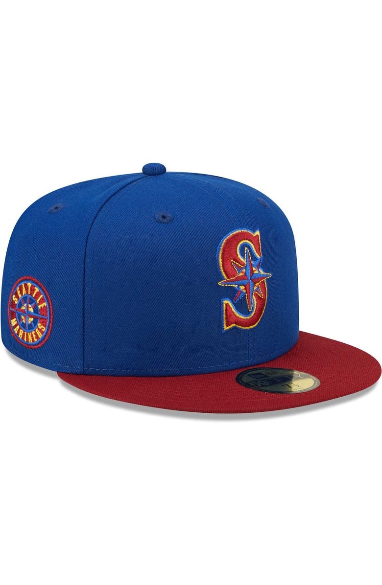 New Era Men's New Era Royal/Red Seattle Mariners Logo Primary Jewel Gold Undervisor 59FIFTY Fitted Hat, Main, color,