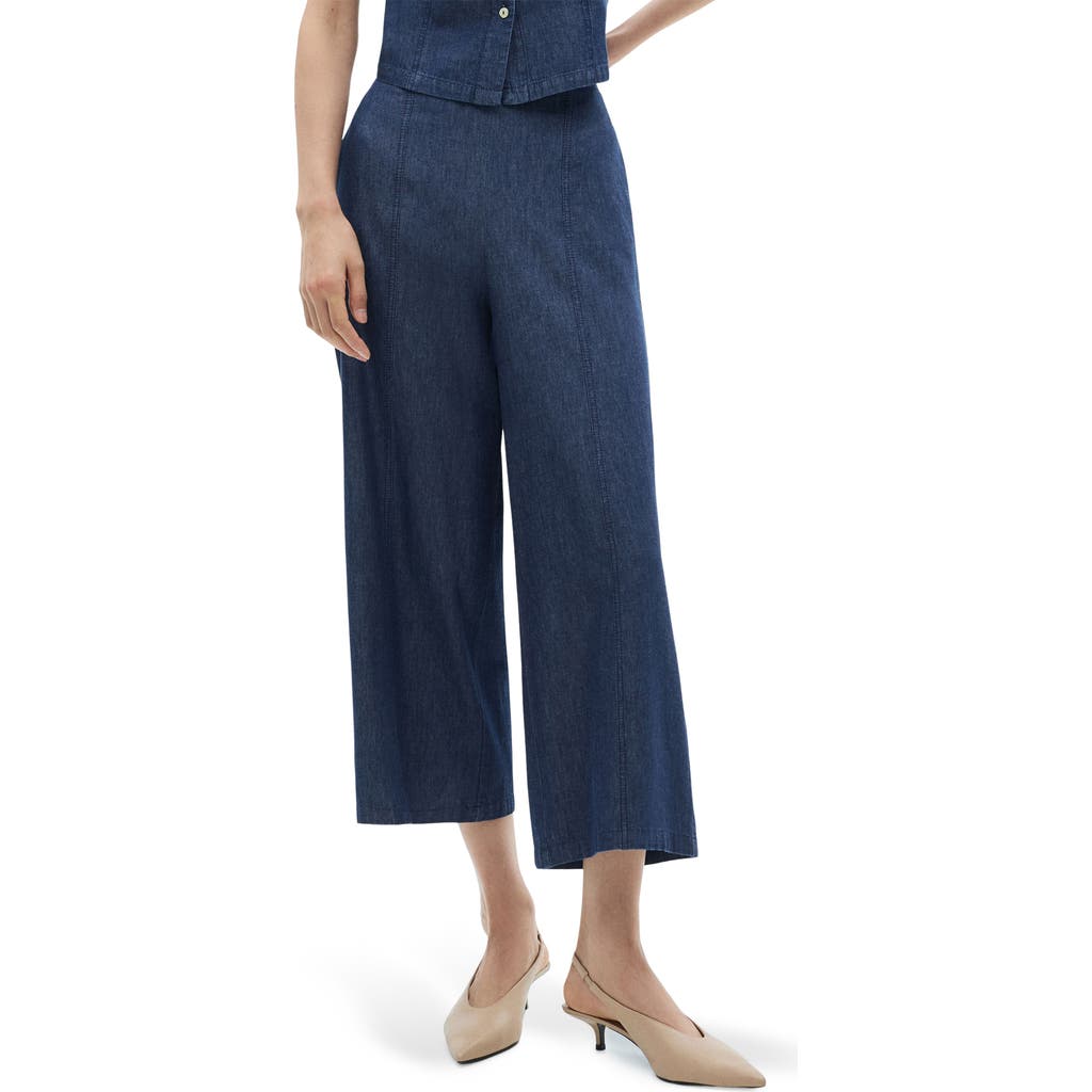Mango Denim-effect Culotte Pants In Blue
