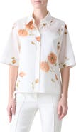 Akris Poppy Print Short Sleeve Button-Up Shirt
