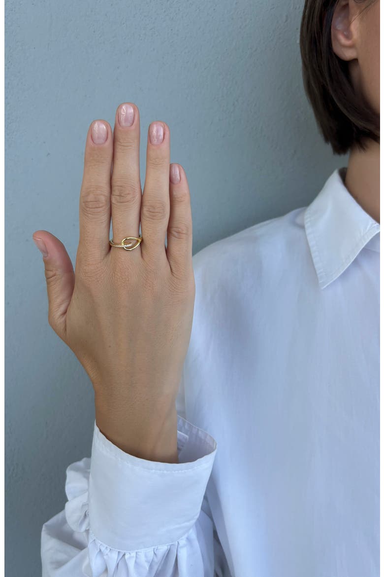 14k Gold Plated Cubic Zirconia Link Wrap Ring, Alternate, color, GOLD