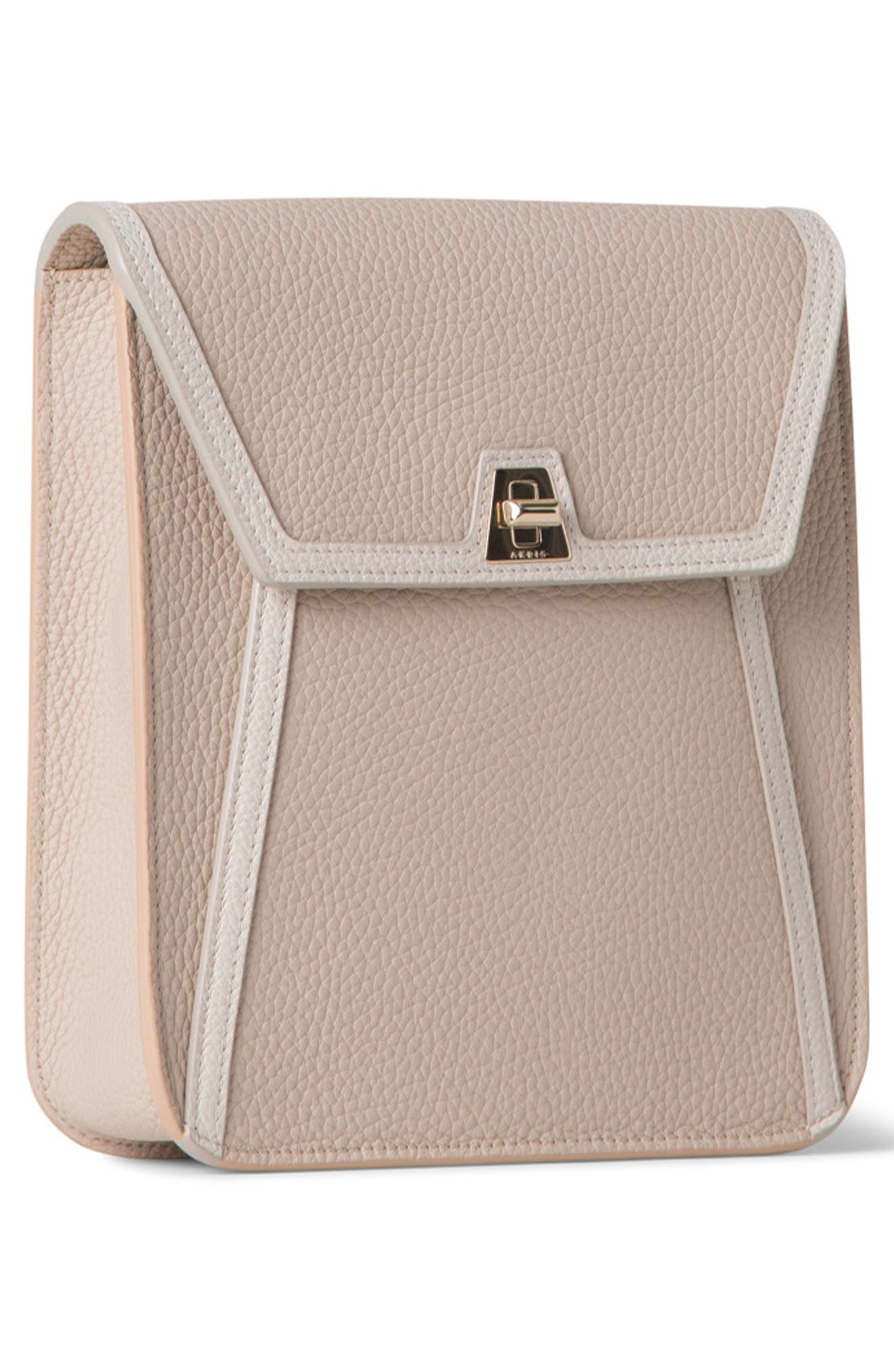 Akris Small Anouk Leather Messenger Bag, Alternate, color, Palissandro-Alabaster