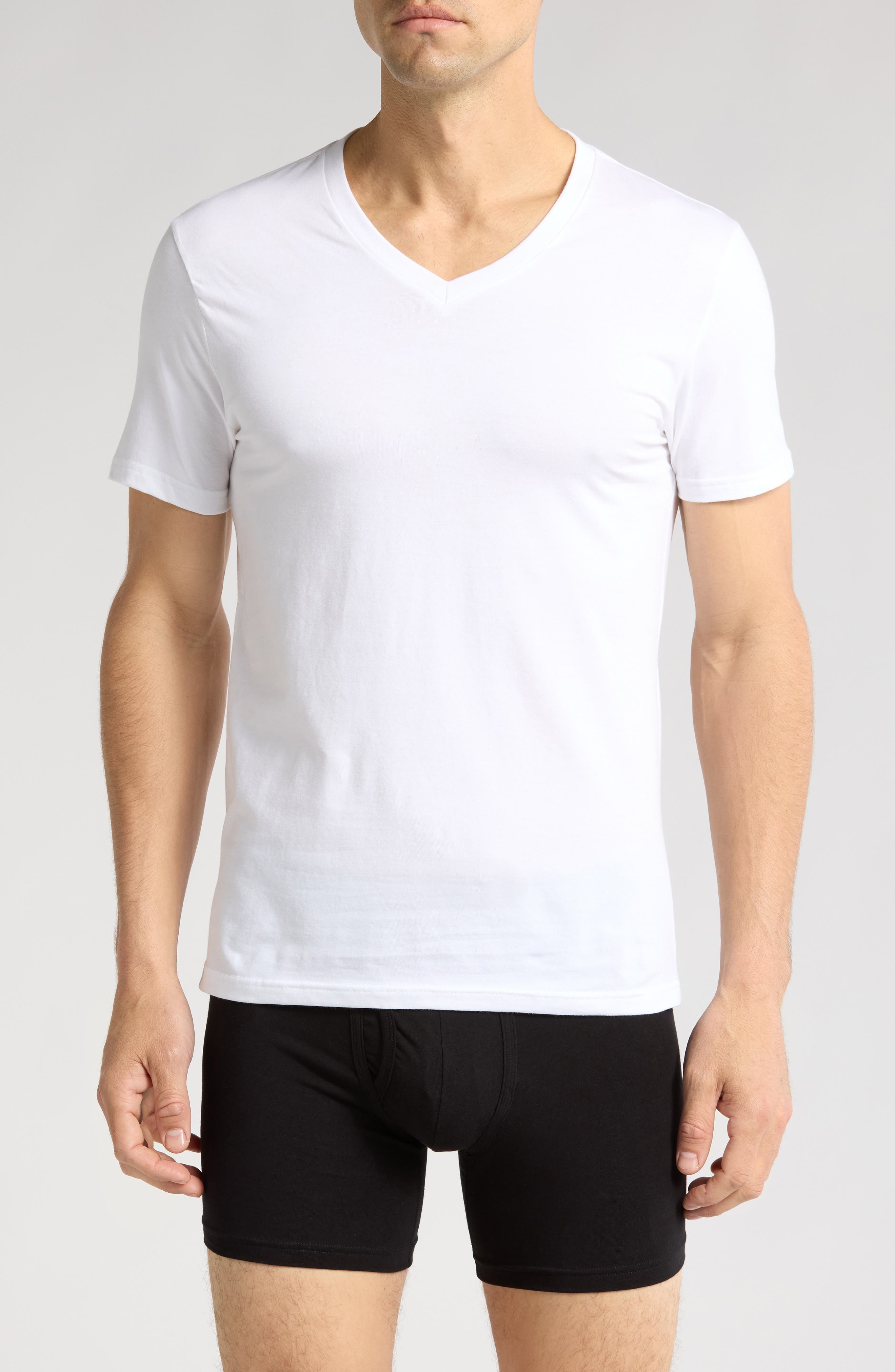 NORDSTROM RACK Stretch Cotton Slim Fit 3-Pack V-Neck Undershirts