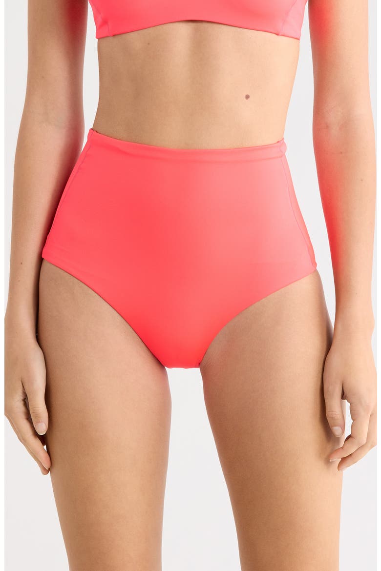 Hi Tide High Waist Bikini Bottoms, Main, color, RESCUE NEON RED
