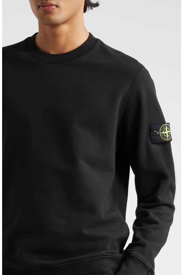 Crewneck Cotton Fleece Sweatshirt, Alternate, color, BLACK