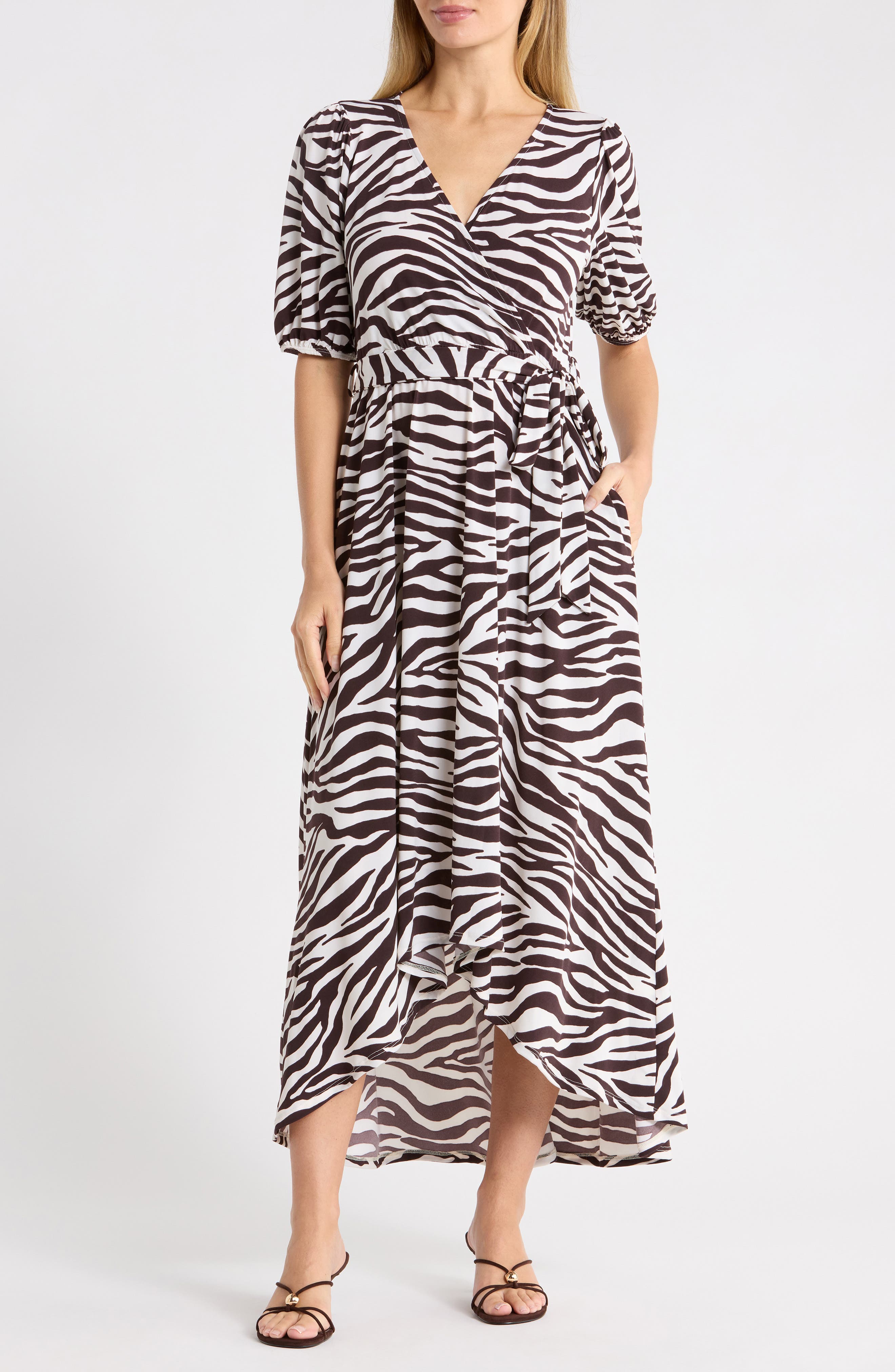 Zebra Print High/Low Maxi Dress