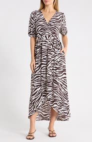 WEST K Zebra Print High/Low Maxi Dress