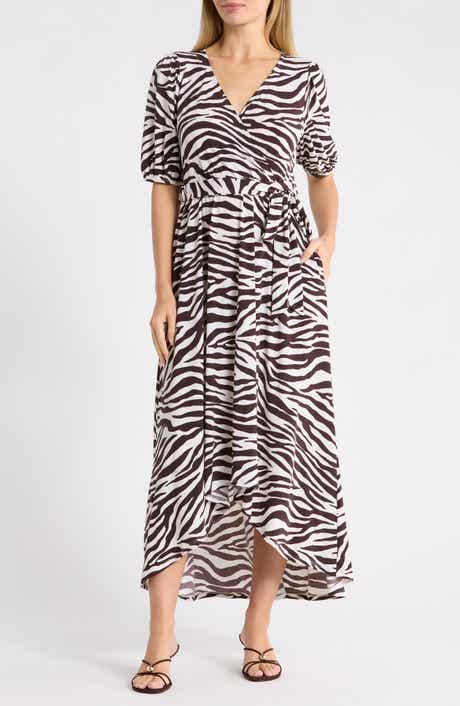 Zebra Print High/Low Maxi Dress