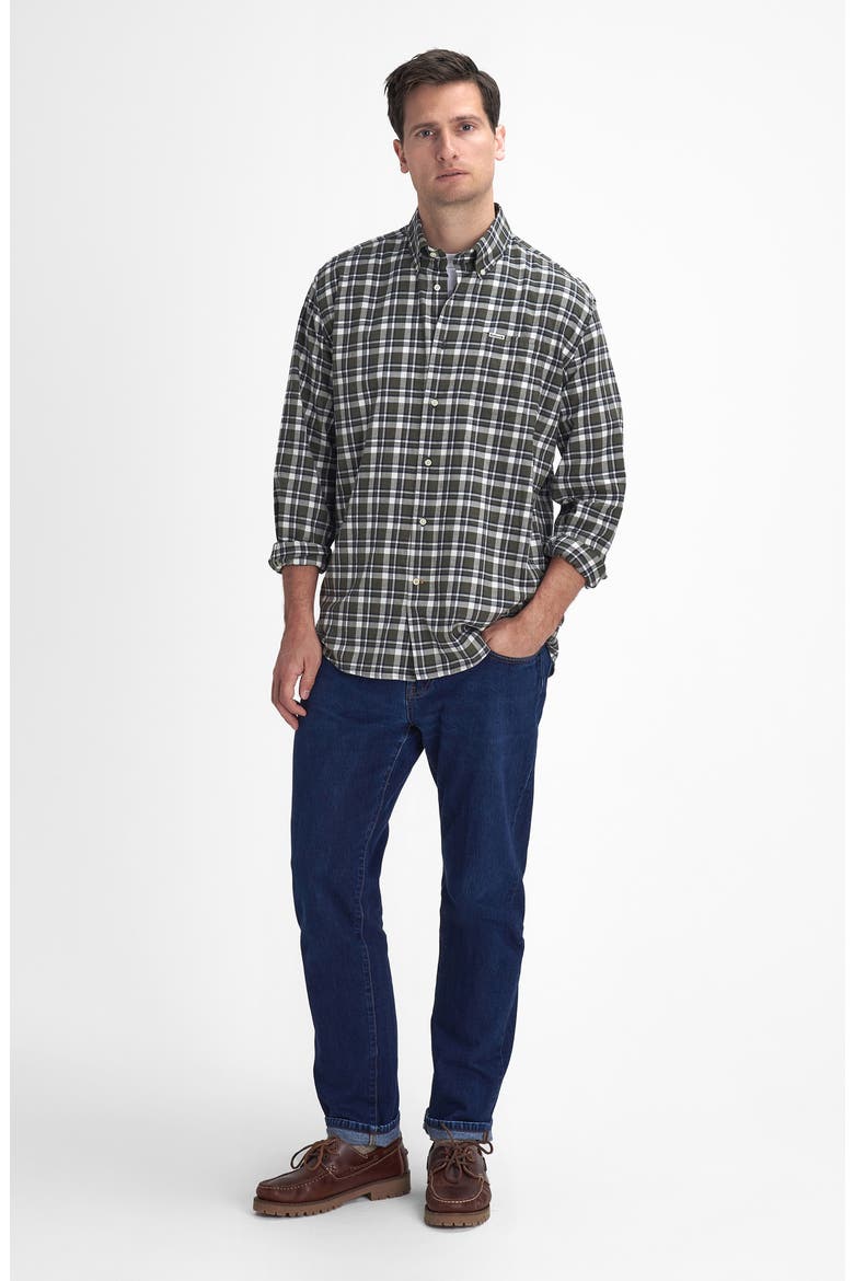 Turville Regular Fit Plaid Cotton Button-Down Shirt, Alternate, color, OLIVE