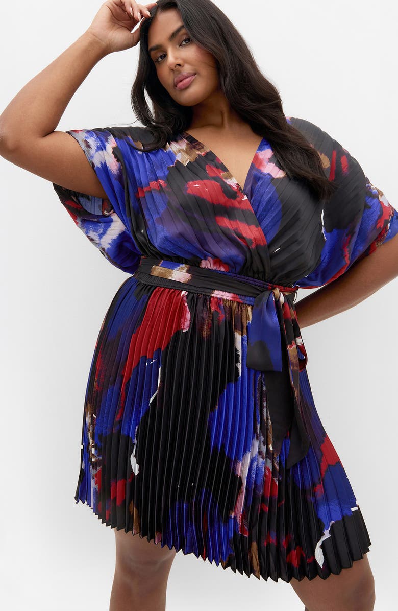 City Chic Hailey Abstract Print Minidress, Alternate, color, Fade