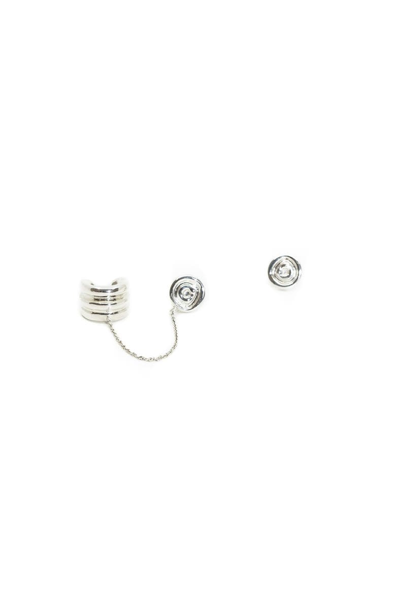 SUN POWERS Ear Chain Stud Earrings, Main, color, Silver