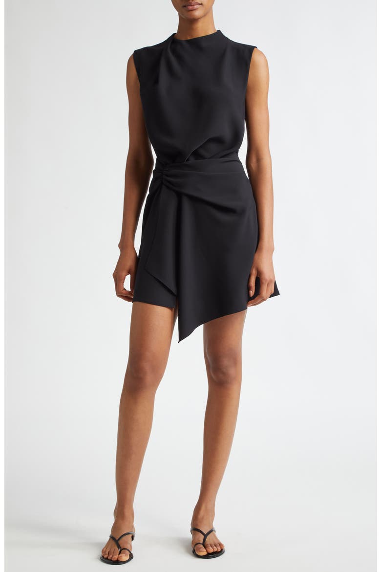 Dion Asymmetric Hem Dress, Main, color, BLACK