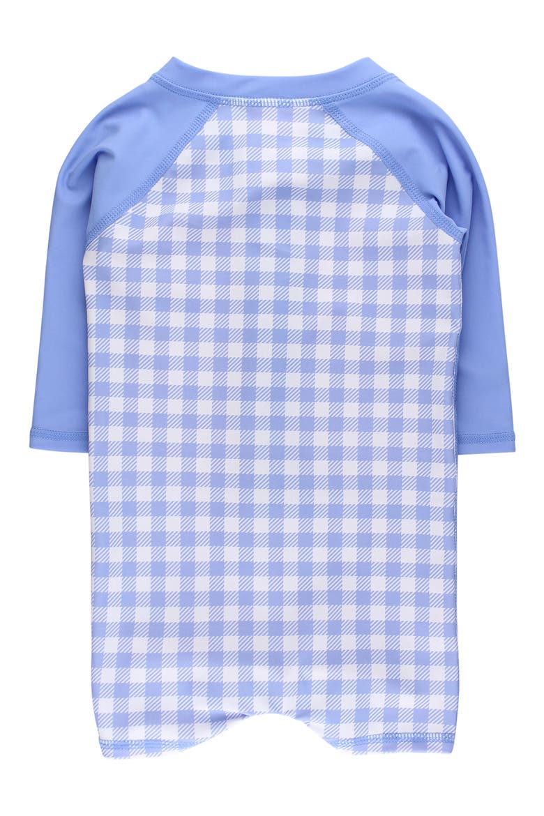 Kids' Gingham Long Sleeve UPF 50+ One-Piece Rashguard Swimsuit, Alternate, color, BLUE