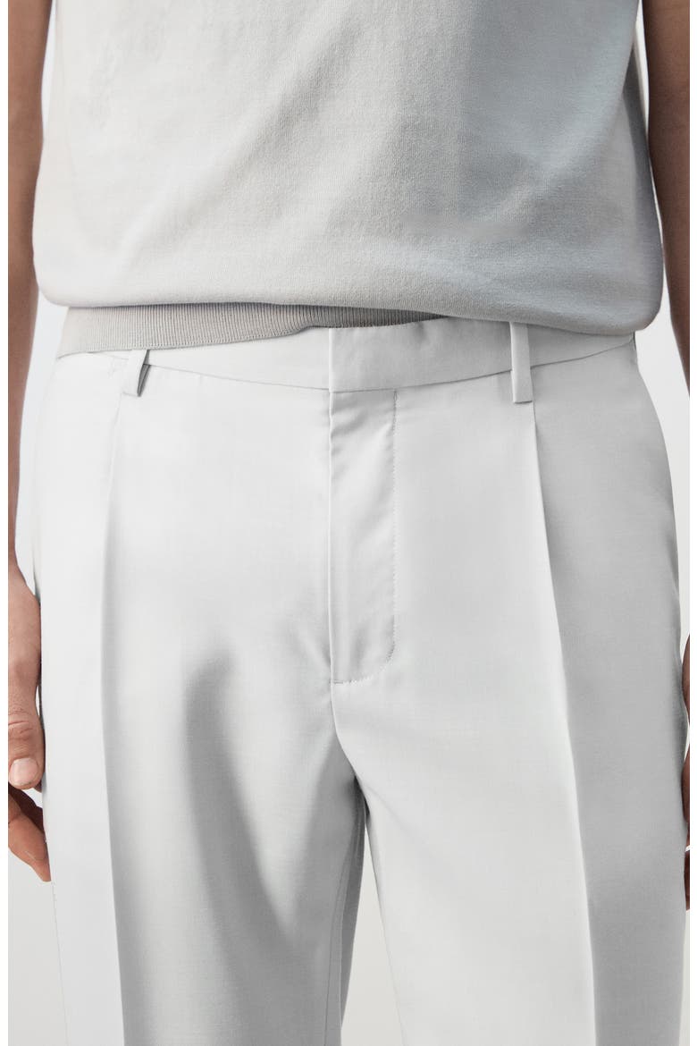 Pleated Wool Wide Leg Pants, Alternate, color, LIGHT HEATHER GREY