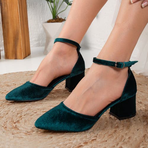 Forever & Always Shoes Women's Marcelle - Emerald Green Velvet Bridal Shoes In Emerald Green Velvet