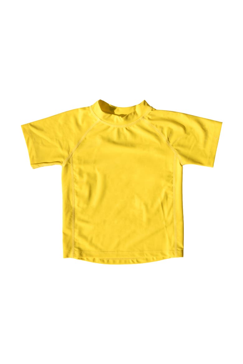 Kids Short Sleeve Rash Guard, UPF 50+ Swim Shirt, Alternate, color, YELLOW