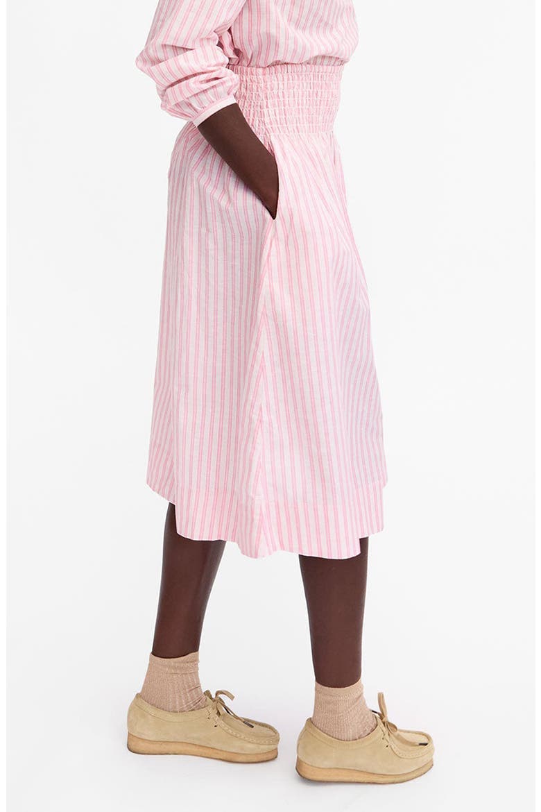 Zoe Stripe Midi Skirt, Alternate, color, PEONY