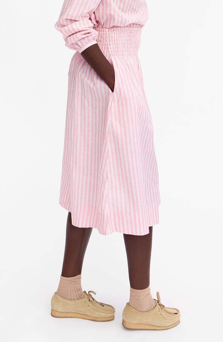 Clare V. Zoe Stripe Midi Skirt, Alternate, color, Peony