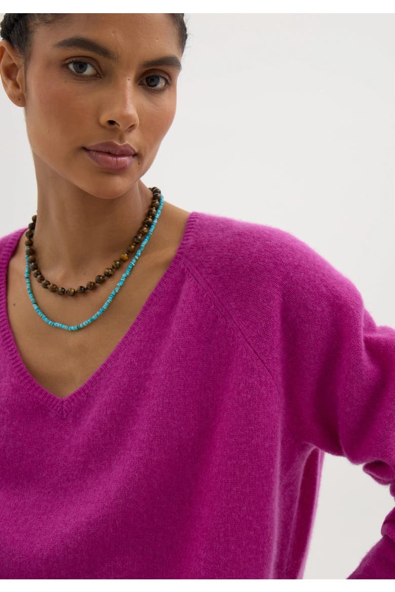 Constance Cashmere V Jumper, Alternate, color, Magenta