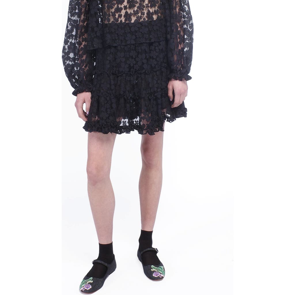 Shop Anna Sui Shadow Blossom Tulle Tiered Petticoat Skirt