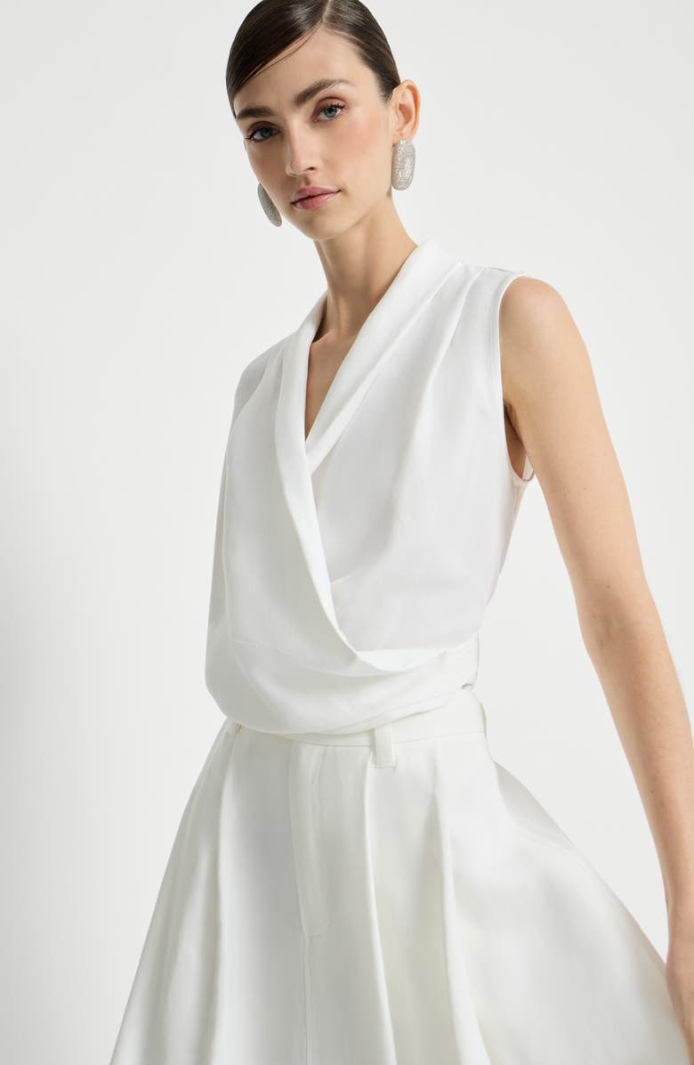 Brunello Cucinelli Fluid twill vest with monili, Alternate, color, White