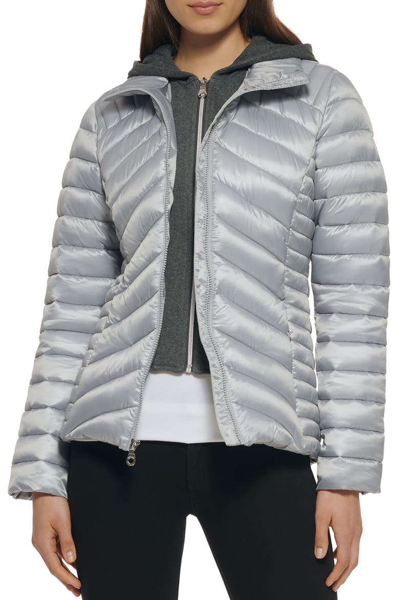 Packable Water Resistant Puffer Jacket, Alternate, color, SILVER