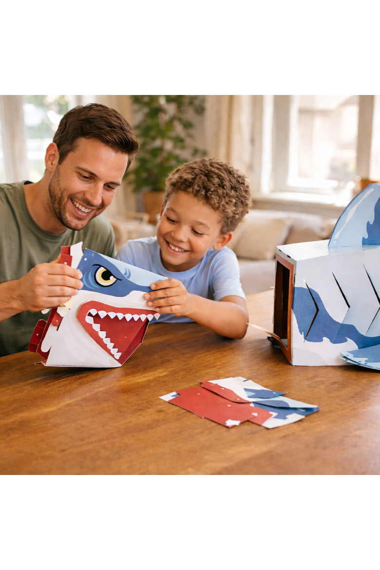 3D Shark Mask Craft for Kids (2 Pack), Easy Diy Activity for Creative Play & Family Craft Time, Alternate, color, Blue