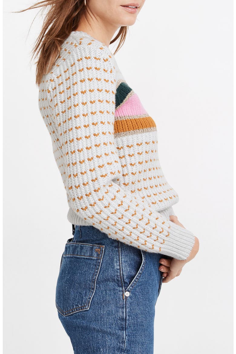 Metallic Stripe Sweater, Alternate, color, HEATHER BLIZZARD