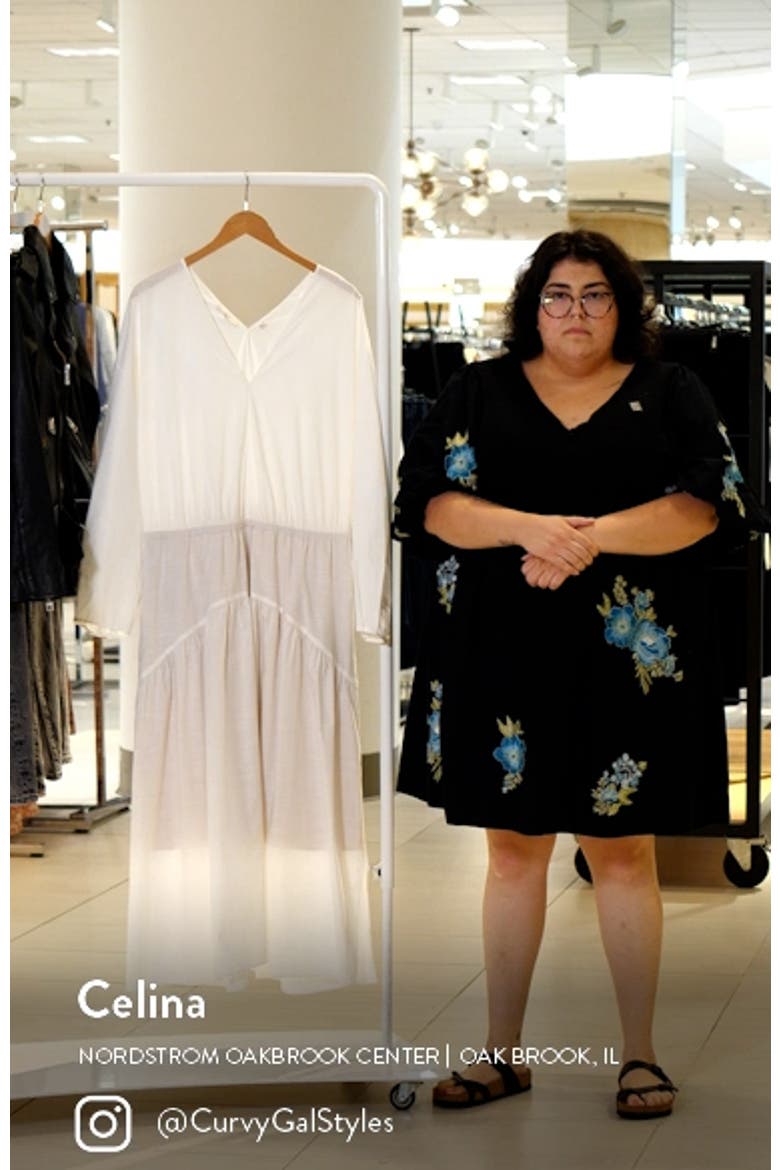 Double V-Neck Long Sleeve Cotton Dress video