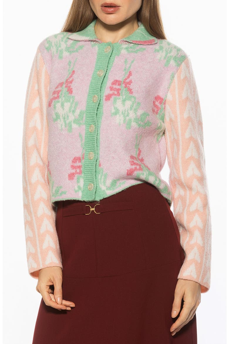 Wayne Collared Knit Cardigan, Main, color, PINK MULTI
