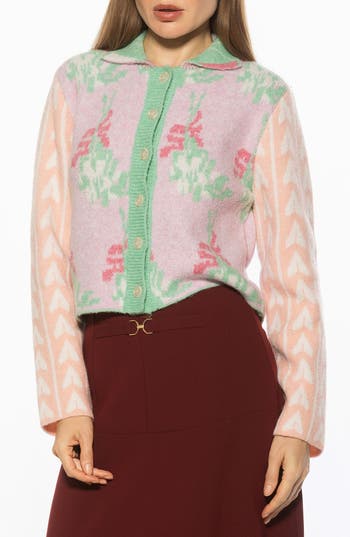 Alexia Admor Wayne Collared Knit Cardigan In Pink